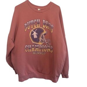 Dutch Bros MEDIUM Crewneck Faded Red Foot all Champions Football Helmet DB 1992